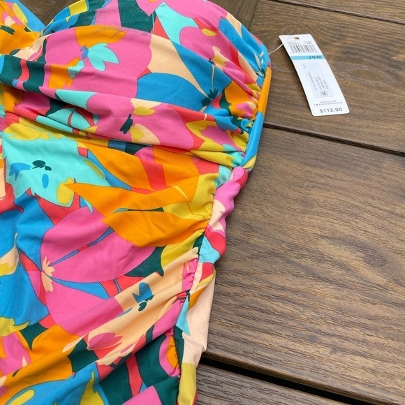 Anne Cole PLUMERIA MULTI Twist-Front Strapless One-Piece Swimsuit, US 20W - Picture 7 of 10